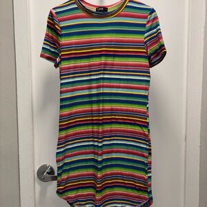 LOVE Rainbow Stripe T-Shirt Dress Size L